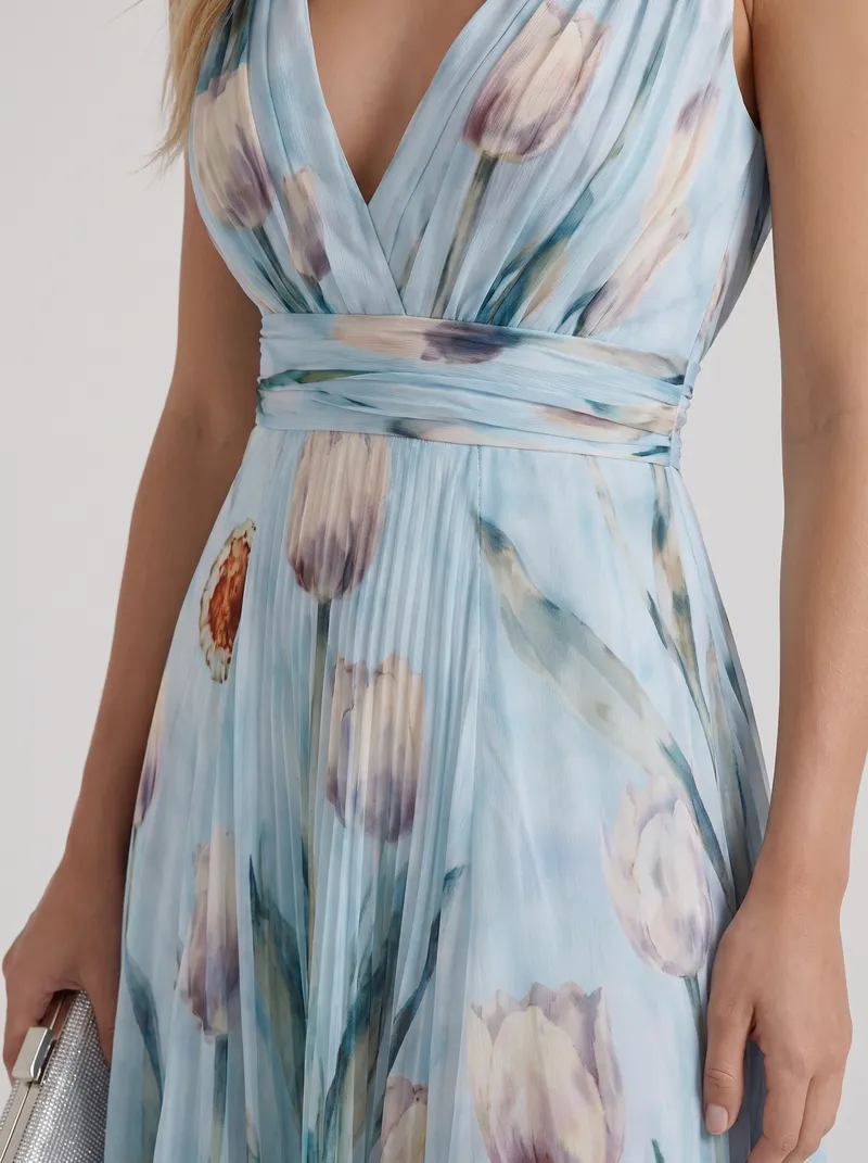 Fleur Floral Maxi Dress - Sky Blue