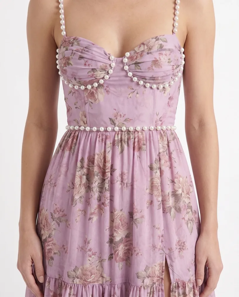 Bianca Ruffle Maxi Dress - Rose Garden