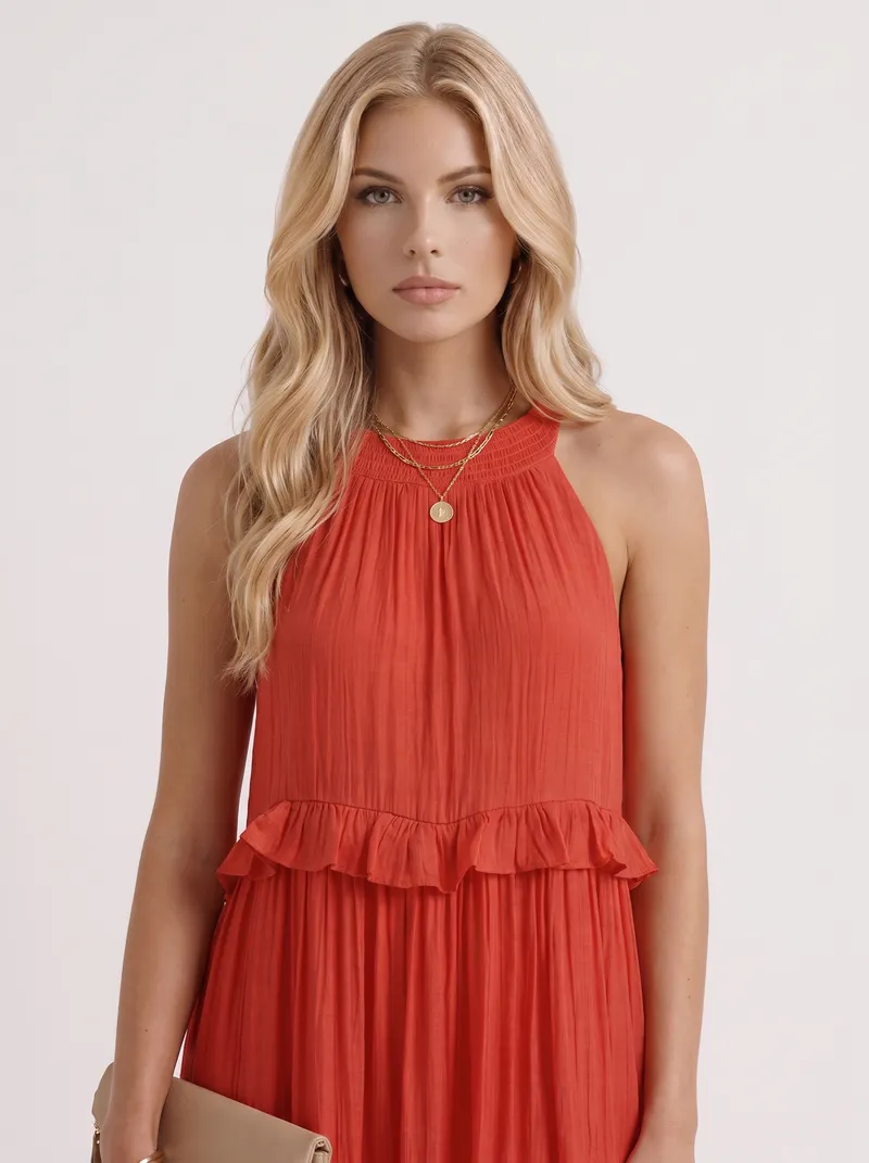 Thea Tiered Maxi Dress - Red