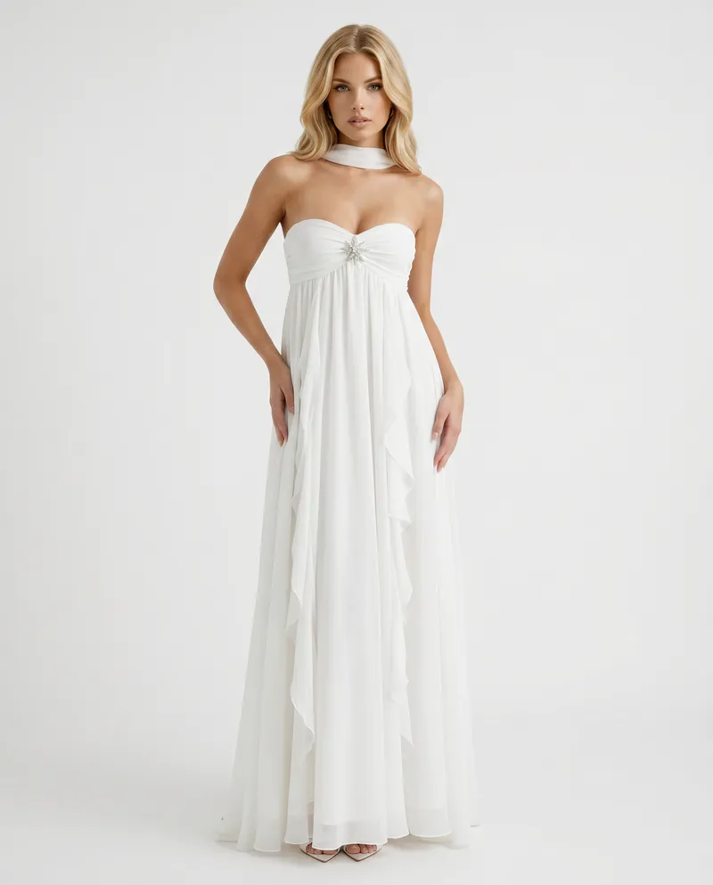 Catherine Halter Maxi Dress - White