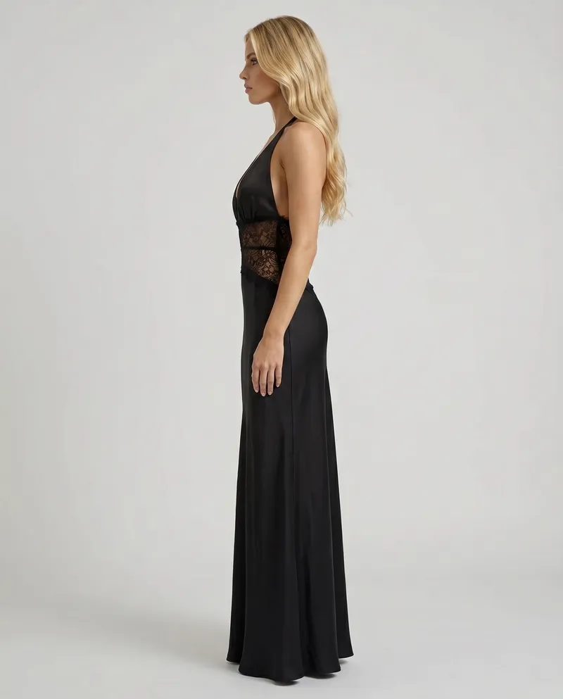 Dina Lace Maxi Dress - Black