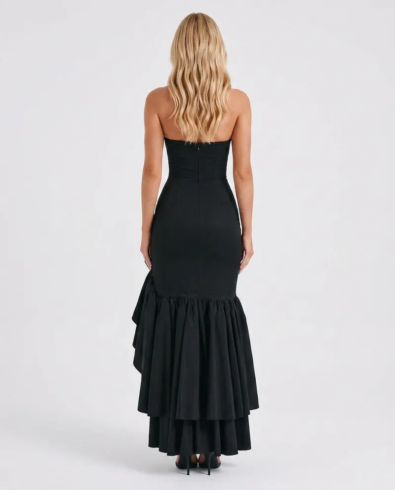 Eloise Ruffle Maxi Dress - Black