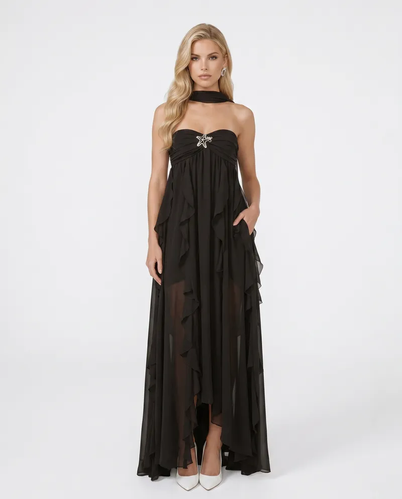 Catherine Halter Maxi Dress - Black