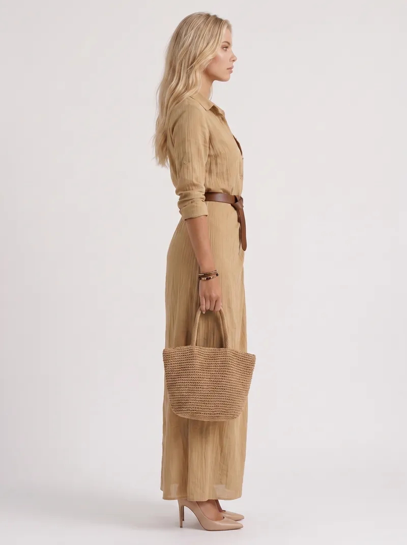 Hadley Collared Maxi Dress - Khaki
