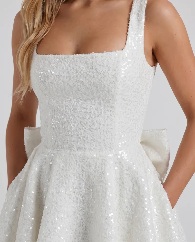 Dorothy Bow Mini Dress - Ivory