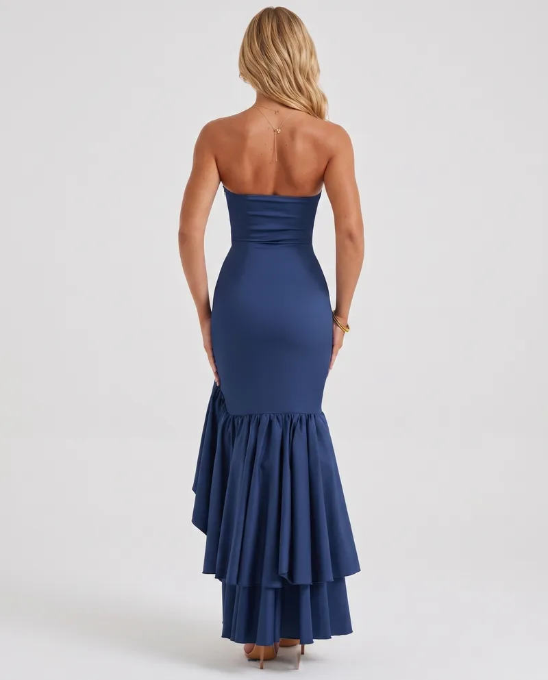 Eloise Ruffle Maxi Dress - Navy