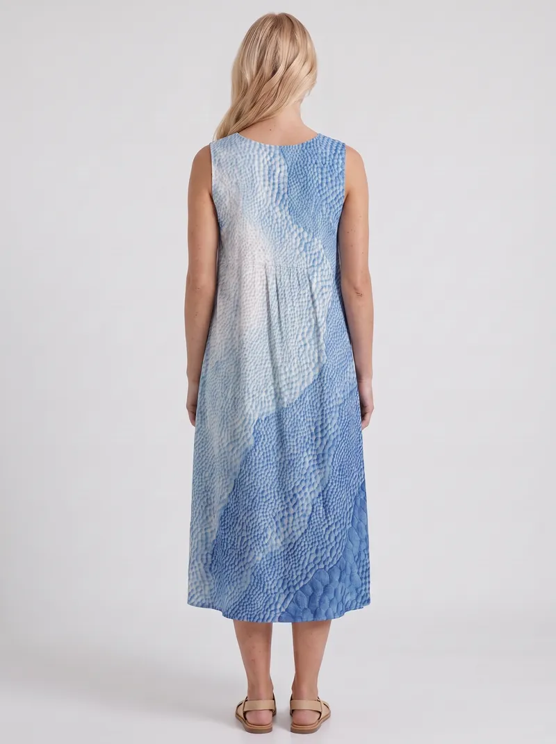 Elara Printed Midi Dress - Blue