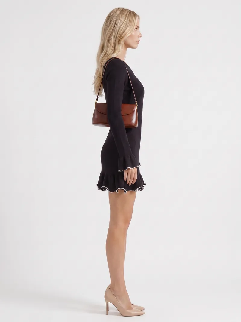 Luna Long Sleeve Bodycon Mini Dress - Black