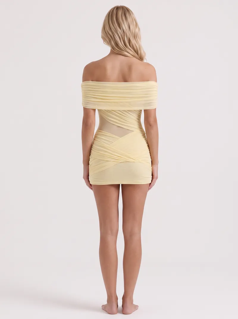 Zoe Off-Shoulder Mini Dress - Yellow