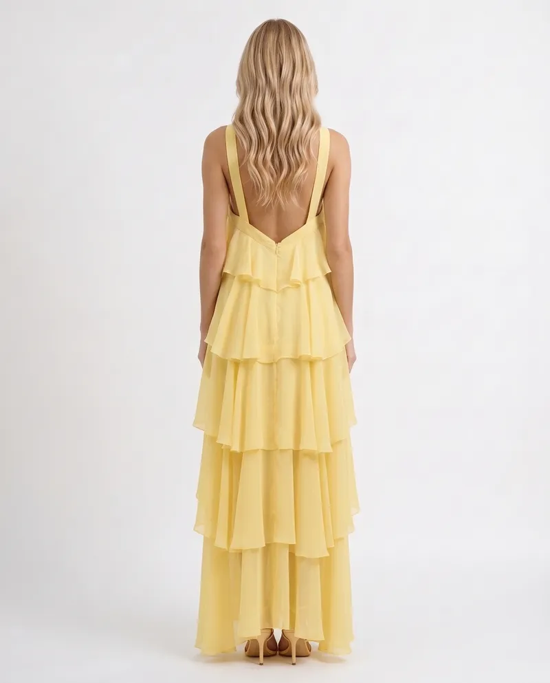 Felicia Tiered Maxi Dress - Yellow