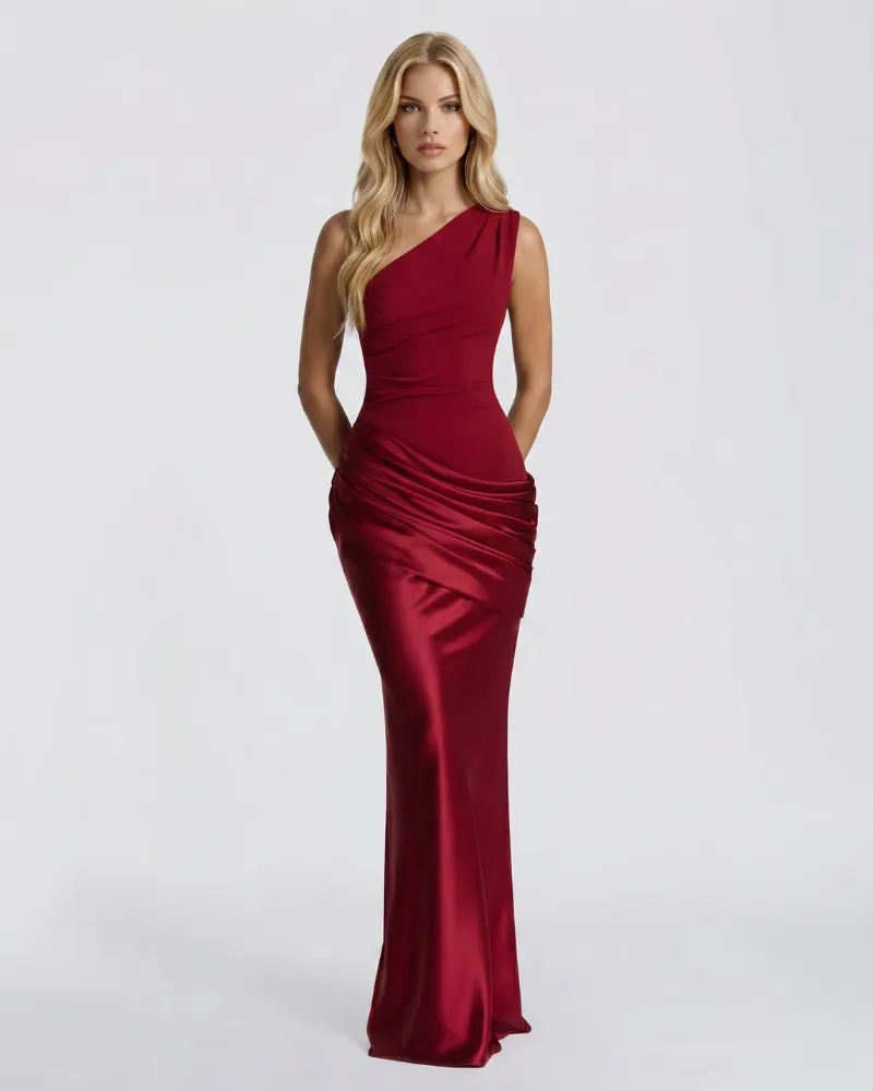 Noelle Draped Maxi Dress - Burgundy