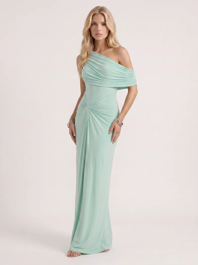 Imogen Draped Maxi Dress - Mint