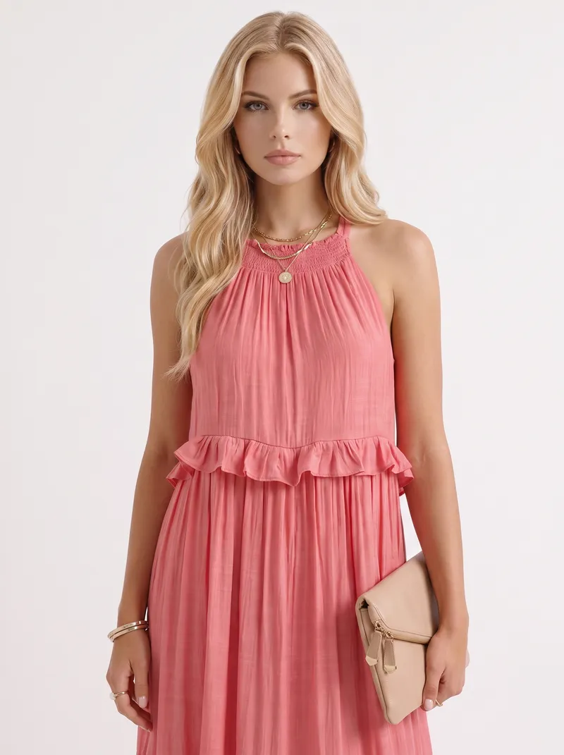 Thea Tiered Maxi Dress - Pink