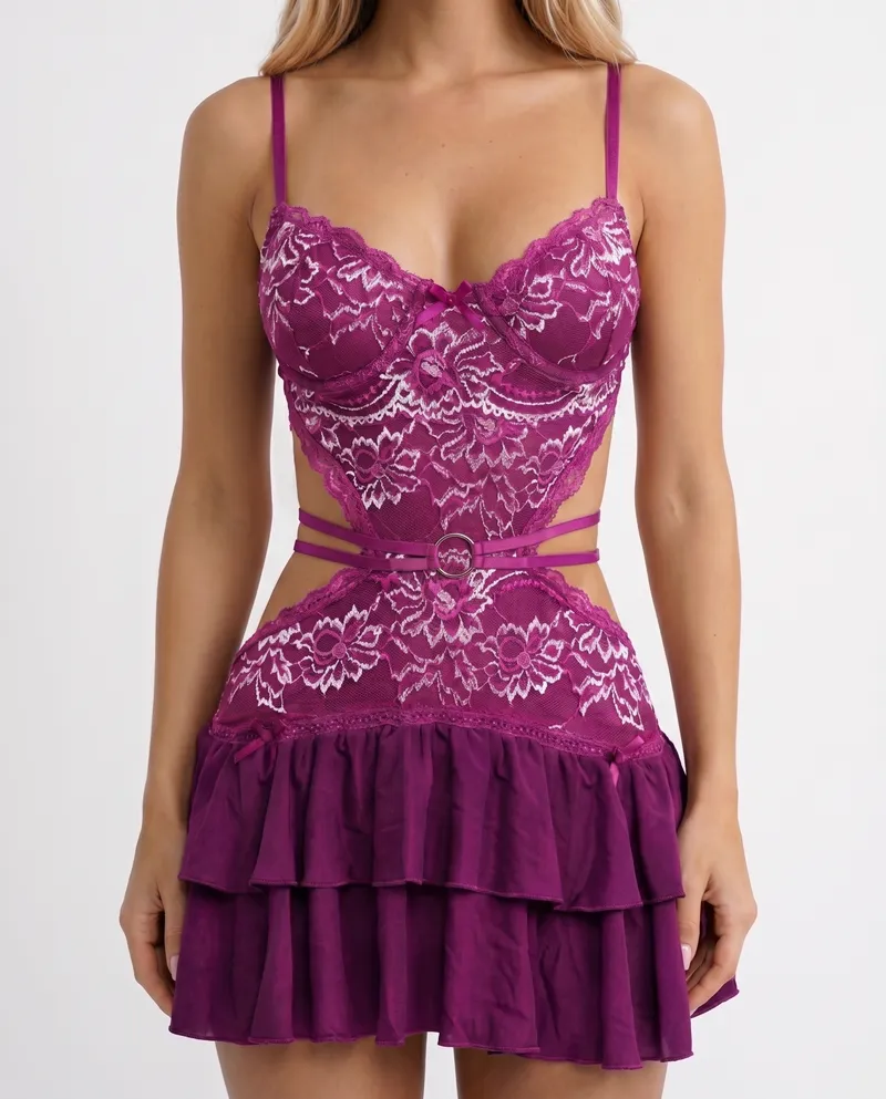 Tess Cutout Mini Dress - Purple