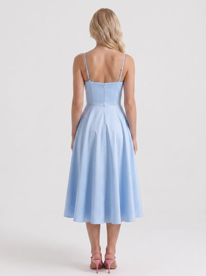 Estelle Sweetheart Corset Midi Dress - Blue