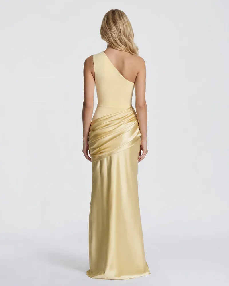 Noelle Draped Maxi Dress - Yellow