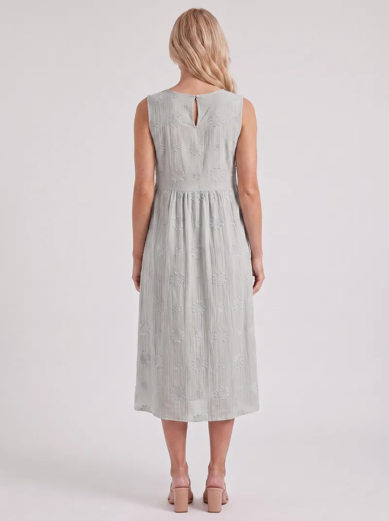 Elin Embroidered Midi Dress - White