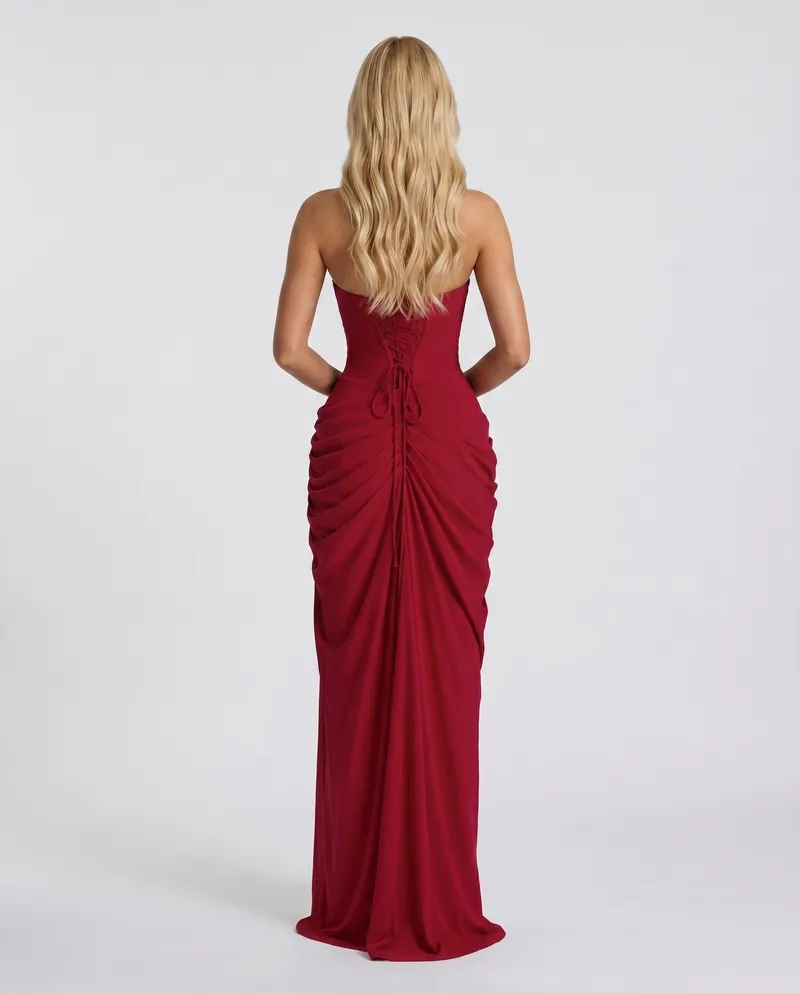 Cyrana Ruched Maxi Dress - Red