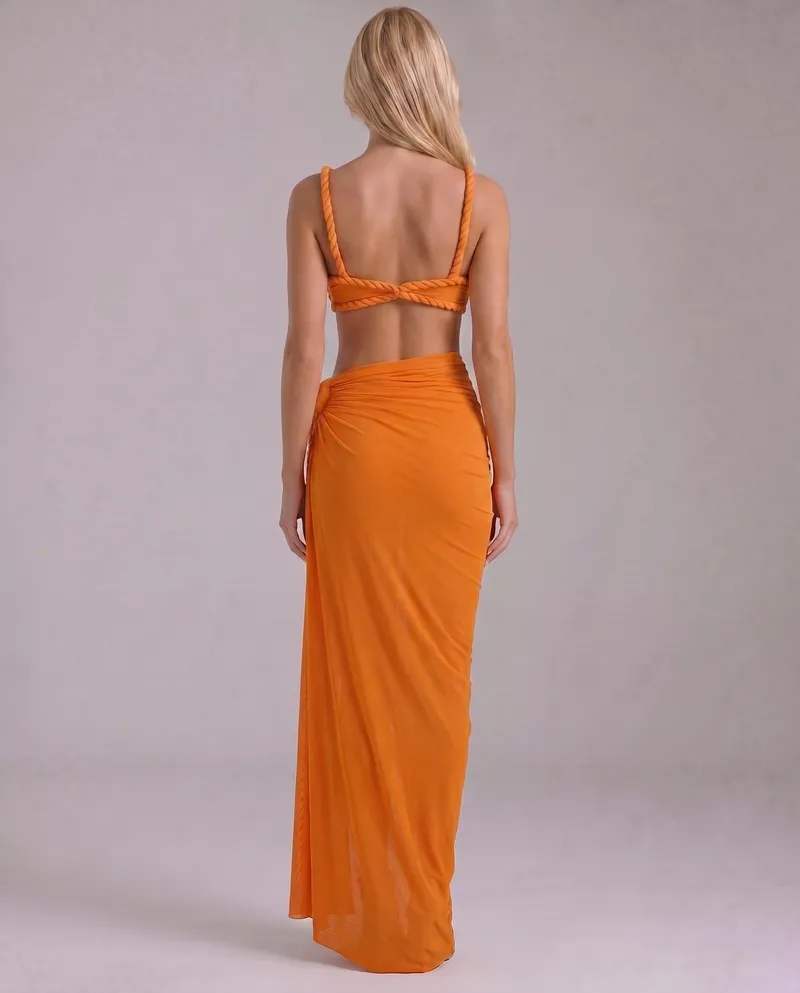 Zendeya Satin Slip Maxi Dress - Orange