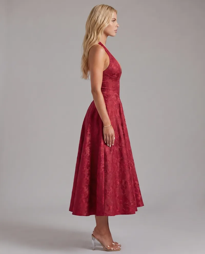 Effie Midi Dress - Red
