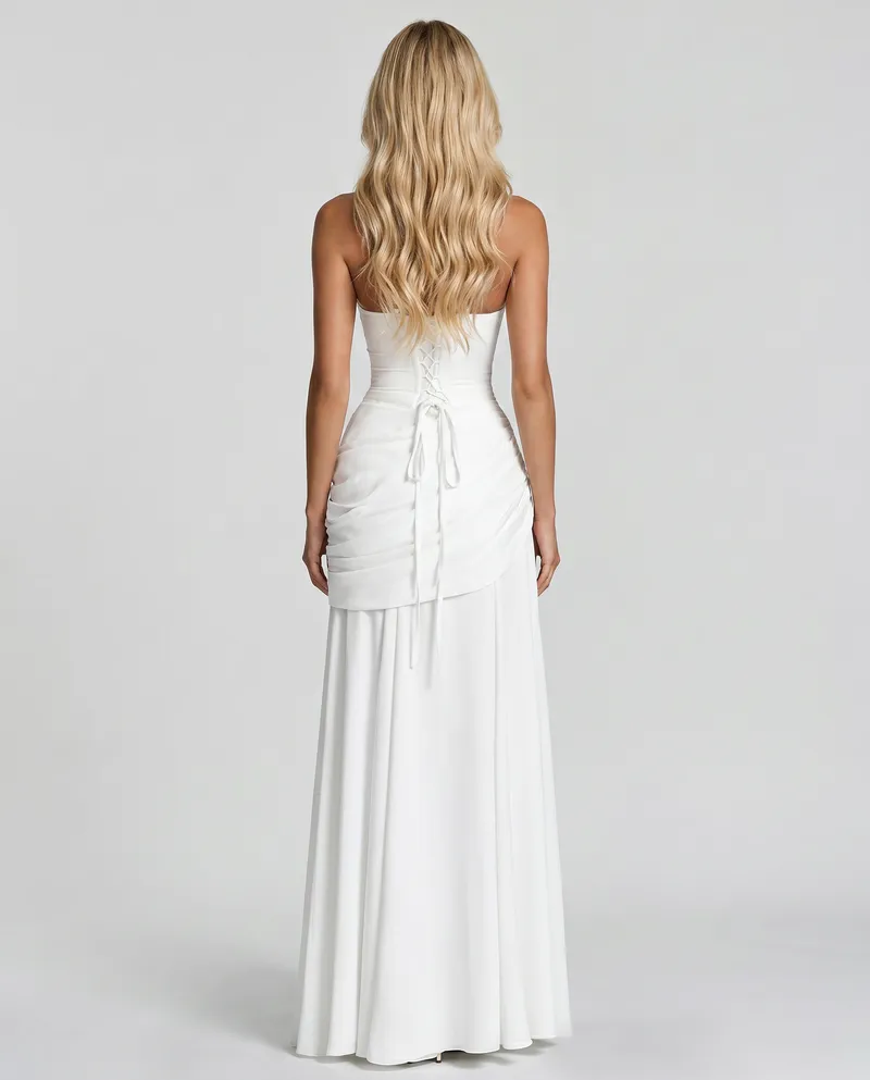Charlotte Ruched Maxi Dress - White
