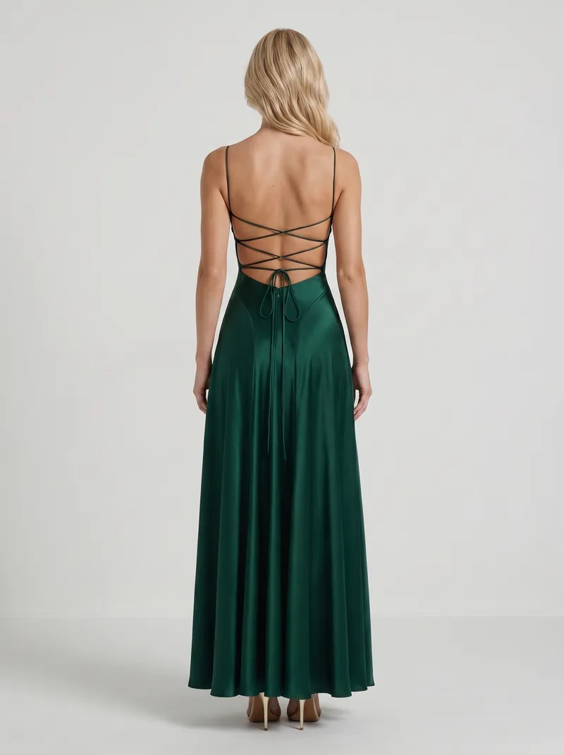 Eloise Cowl Neck Satin Maxi Dress - Emerald