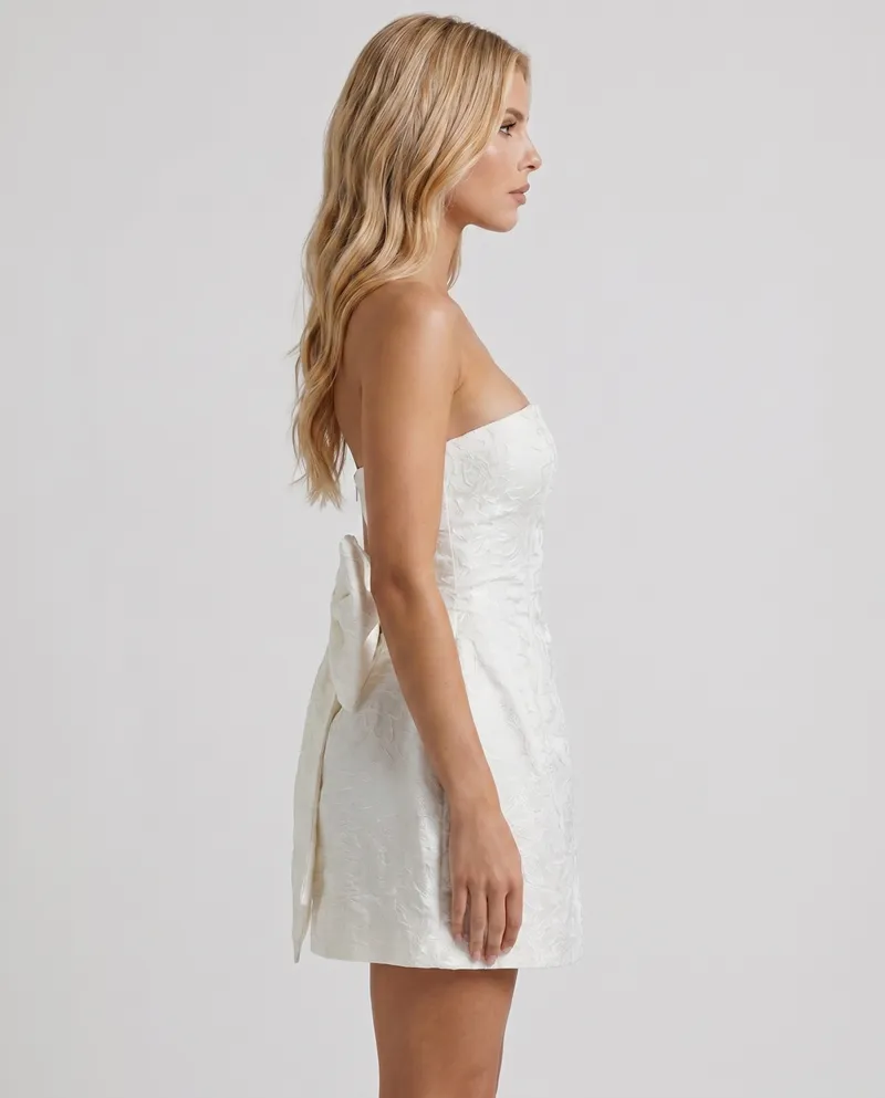 Eleonora Bow Mini Dress - Ivory