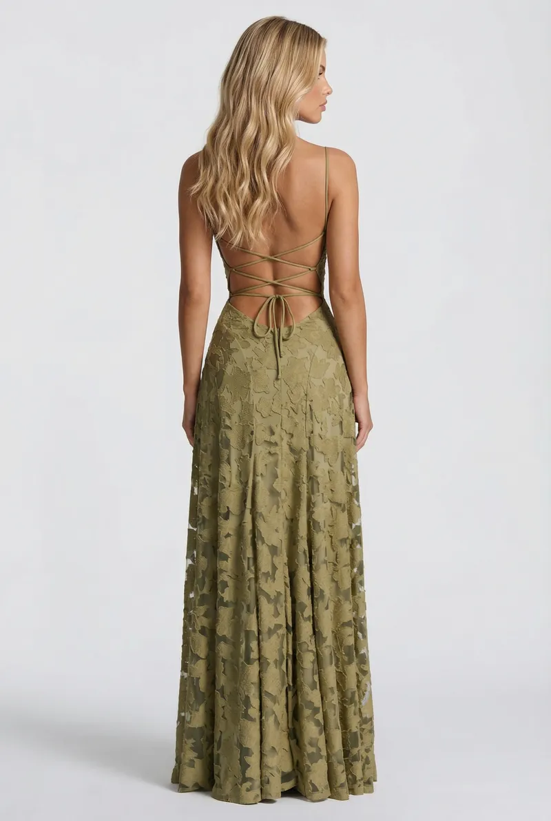Francis Butterfly Maxi Dress - Green