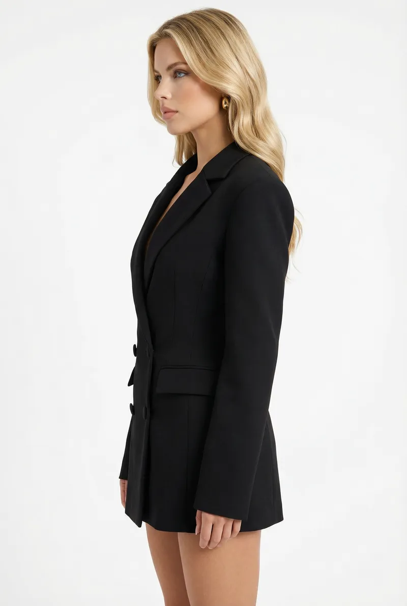 Colette Blazer Mini Dress - Black