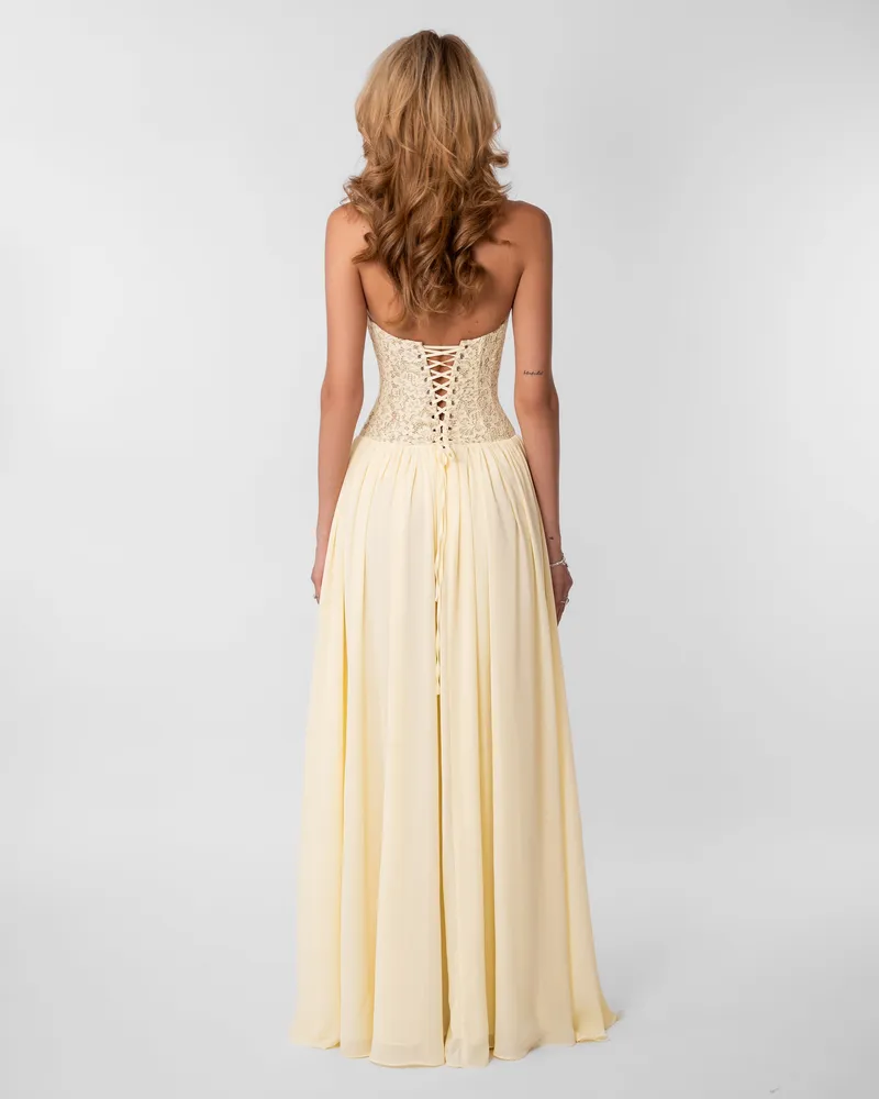 Isabella Lace Maxi Dress - Butter Yellow