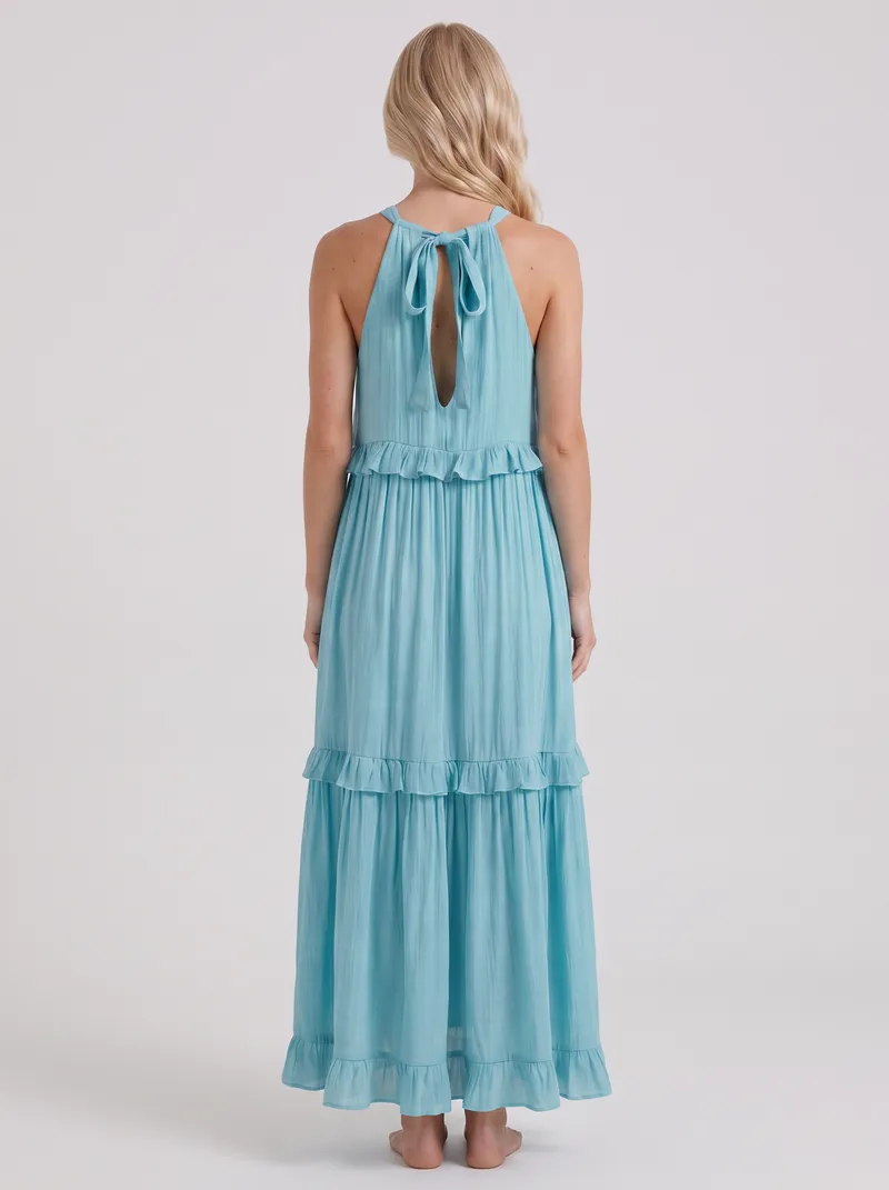 Thea Tiered Maxi Dress - Light Blue