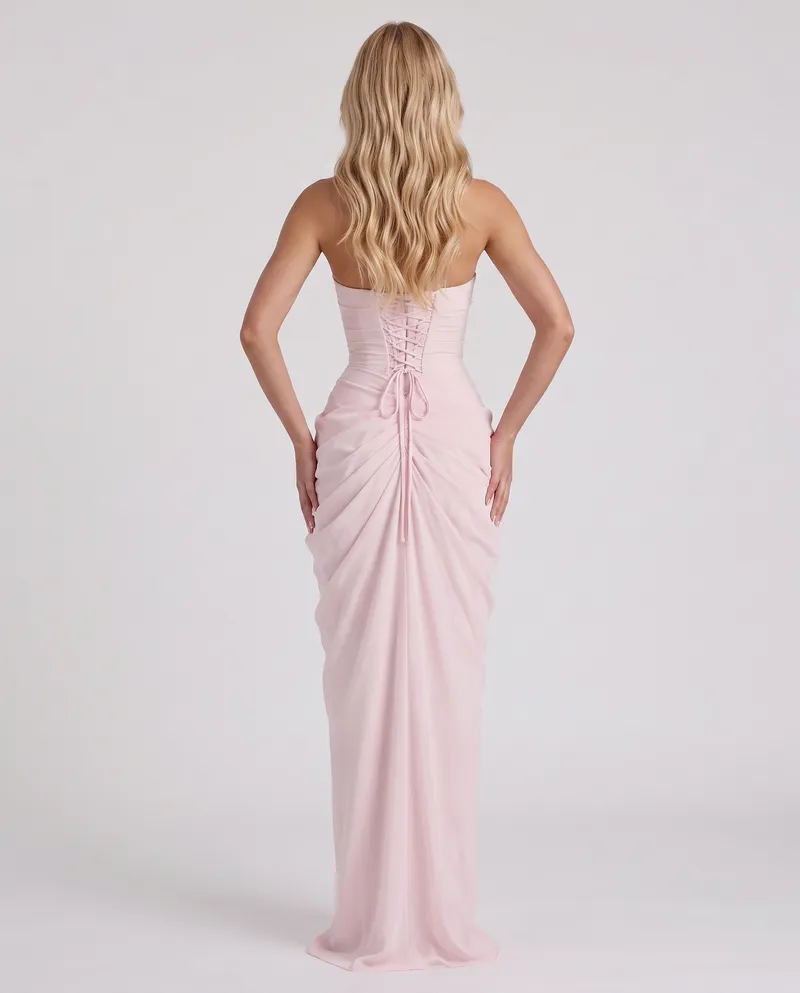 Cyrana Ruched Maxi Dress - Pink