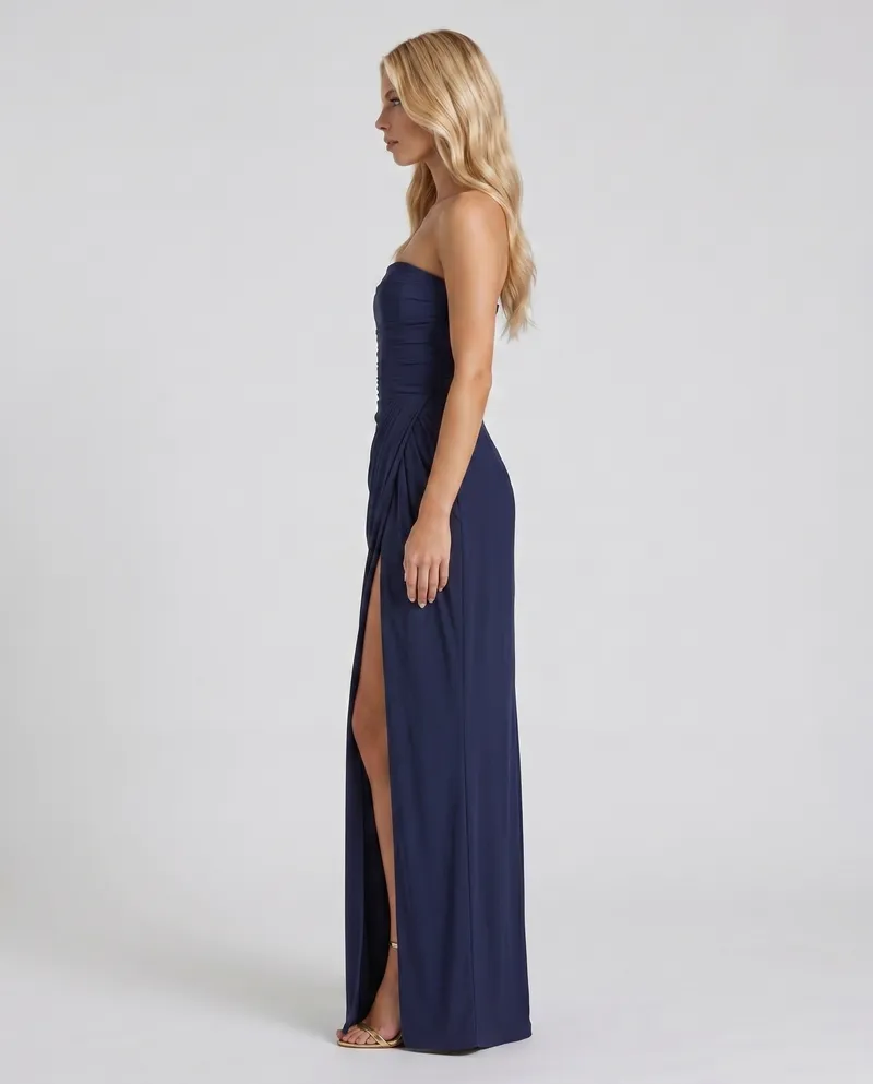 Cyrana Ruched Maxi Dress - Navy