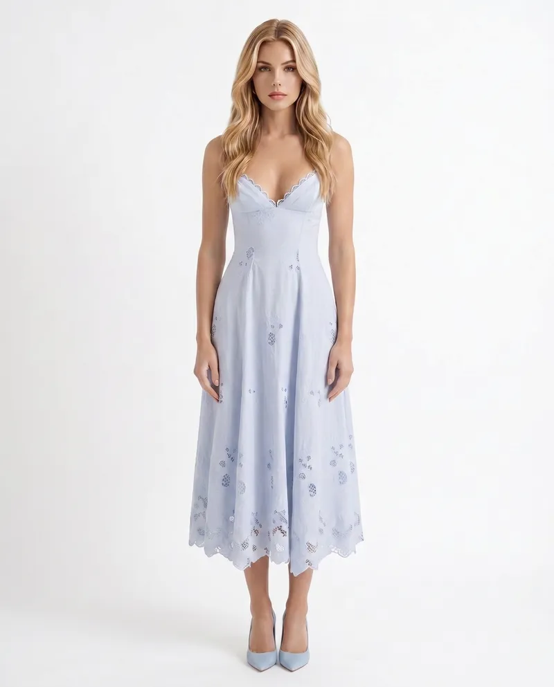 Sara Flare Midi Dress - Blue