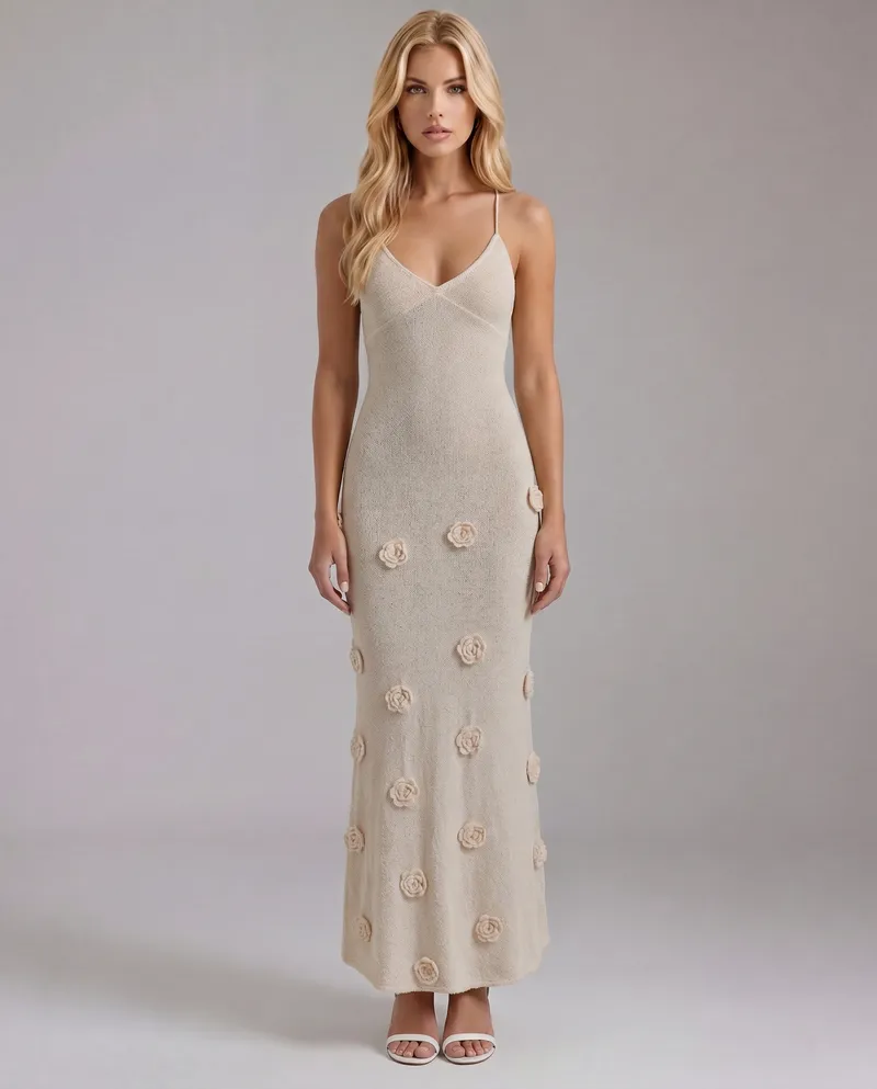 Suki Satin Slip Maxi Dress - Beige