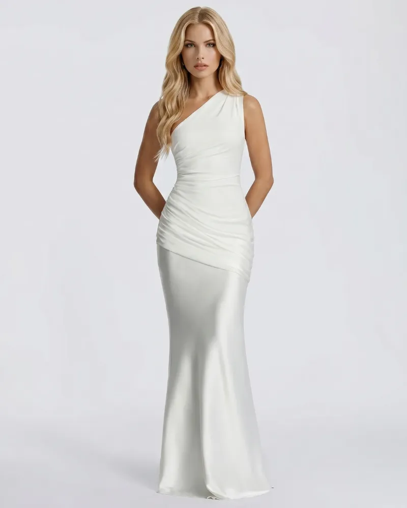Noelle Draped Maxi Dress - White