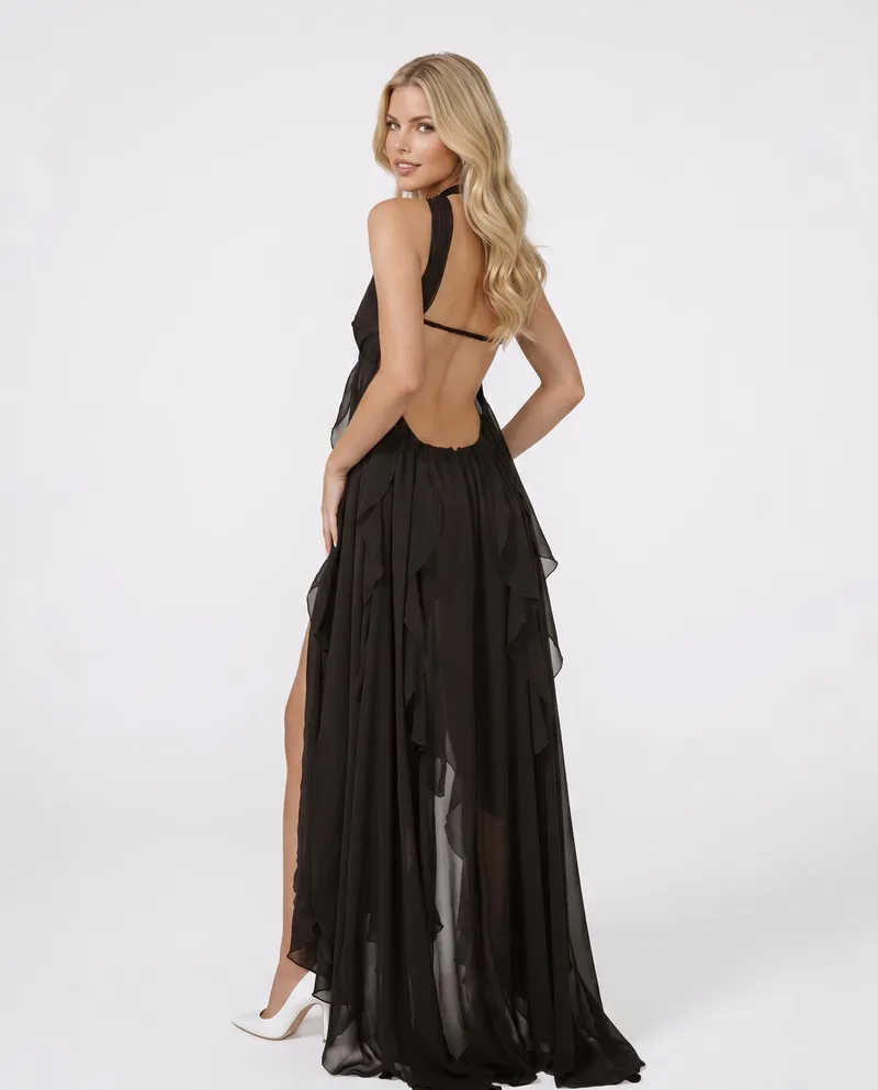 Catherine Halter Maxi Dress - Black