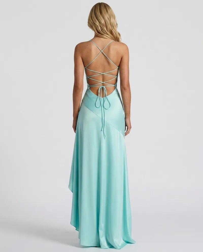 Rosalie Cowl Maxi Dress - Aqua