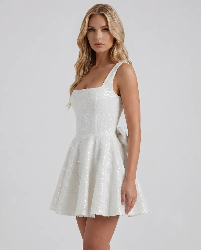 Dorothy Bow Mini Dress - Ivory