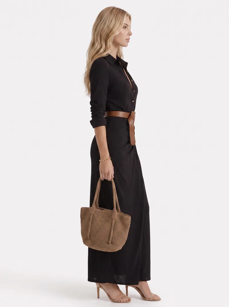 Hadley Collared Maxi Dress - Black