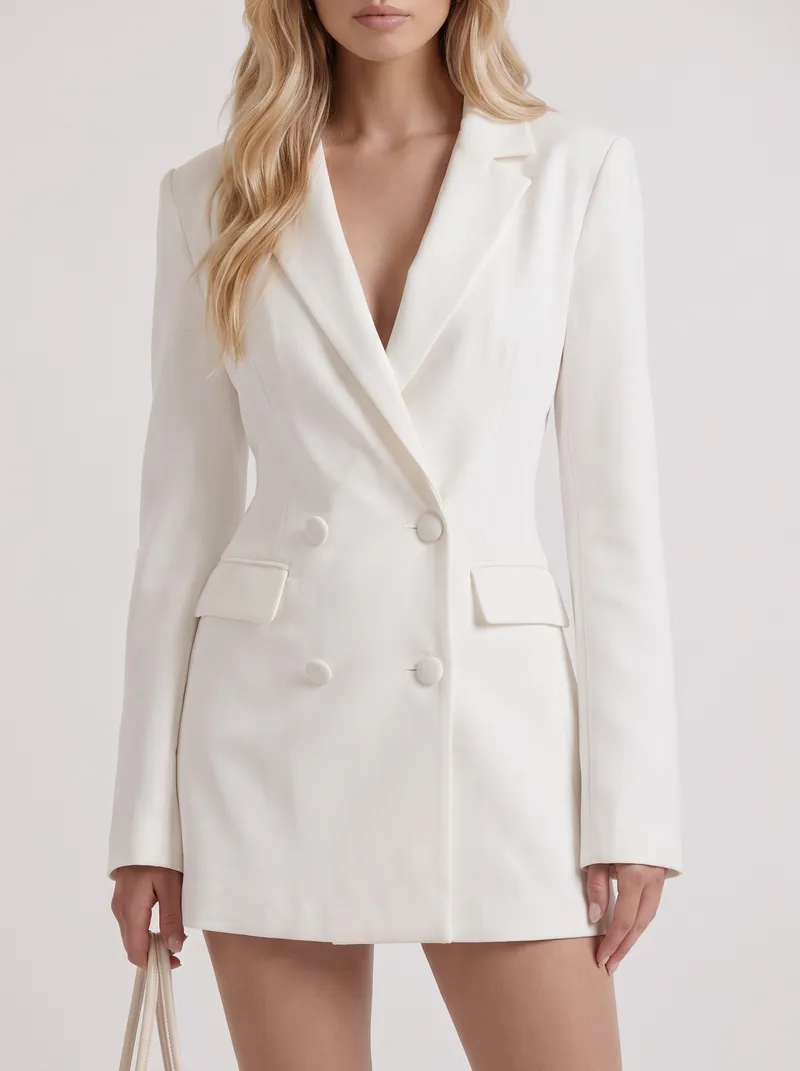 Della Blazer Mini Dress - White