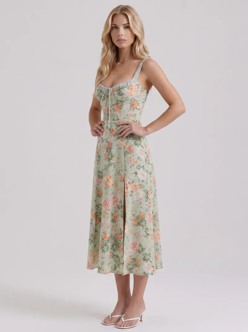 Cosette Floral Midi Dress - Green