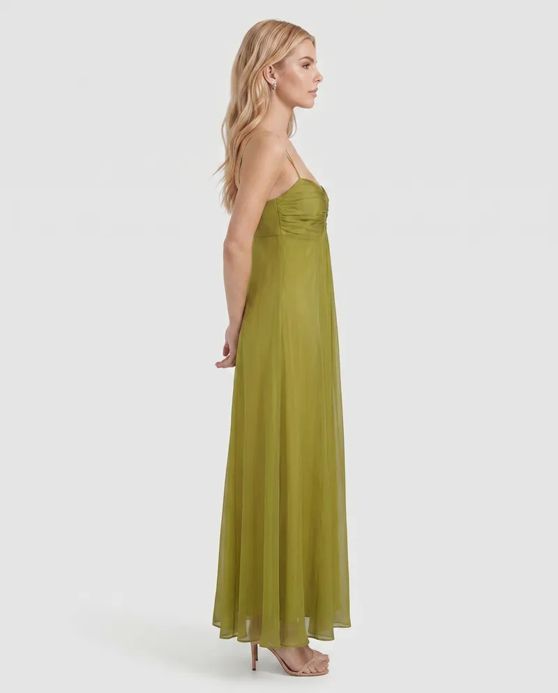 Tatum Keyhole Maxi Dress - Olive Green