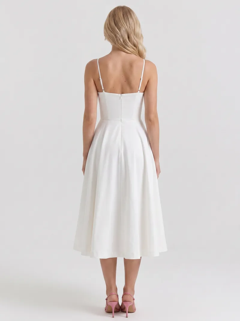 Estelle Sweetheart Corset Midi Dress - White
