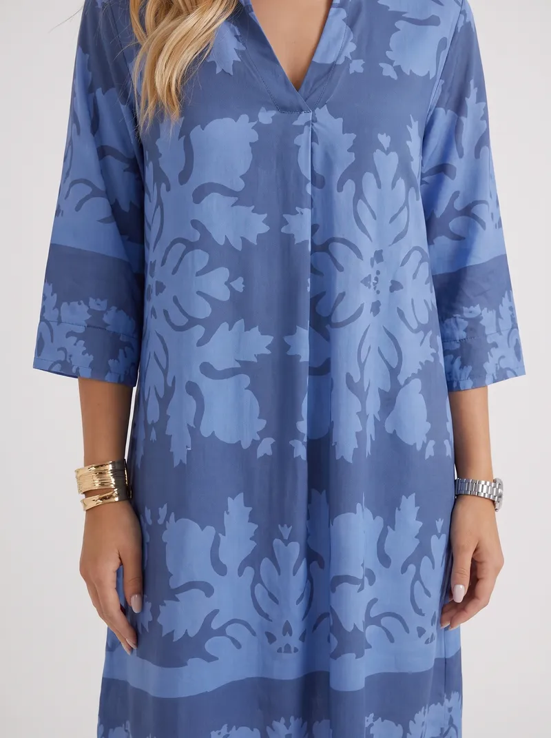 Marije Floral Midi Dress - Blue