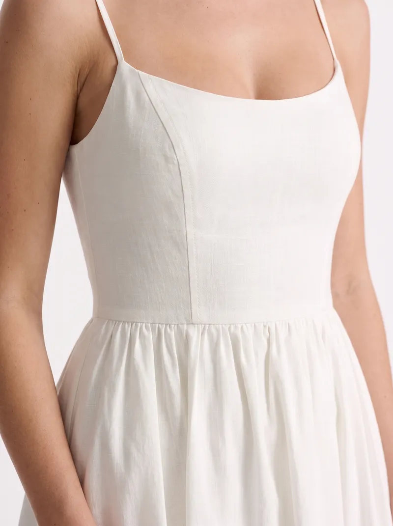 Birdie Flare Midi Dress - White