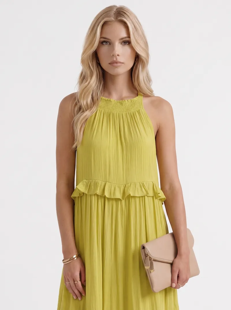 Thea Tiered Maxi Dress - Yellow