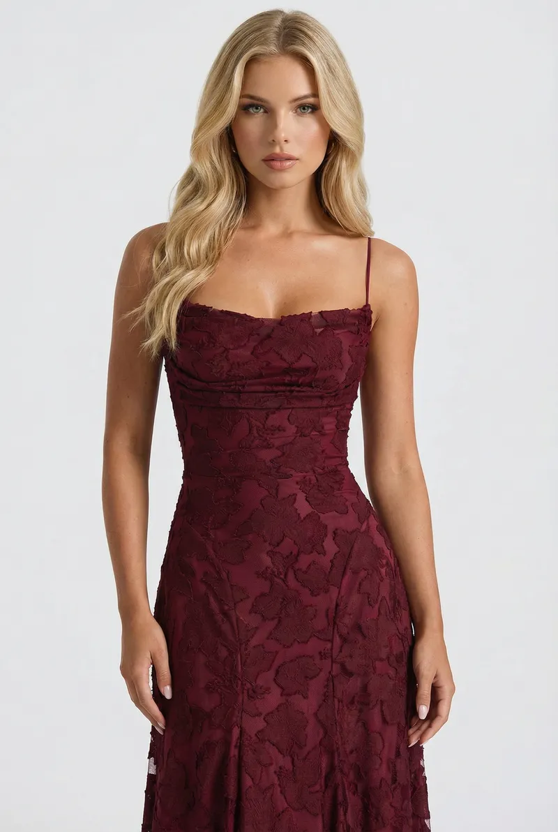 Francis Butterfly Maxi Dress - Burgundy