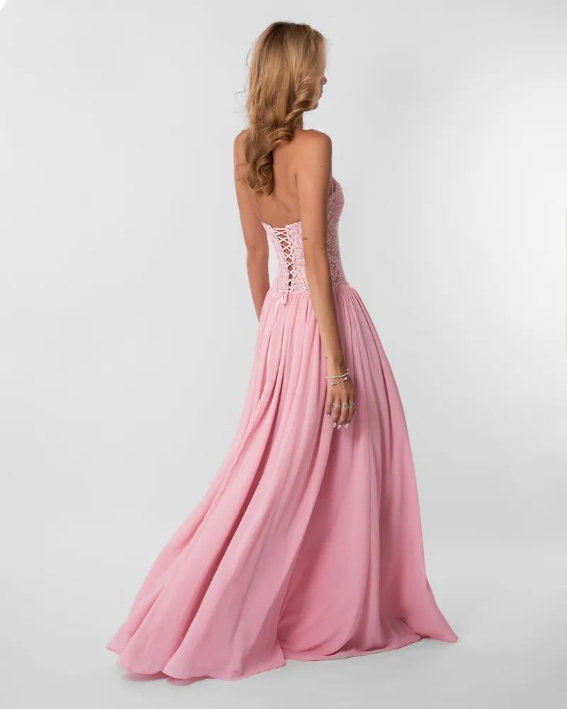 Isabella Lace Maxi Dress - Pink