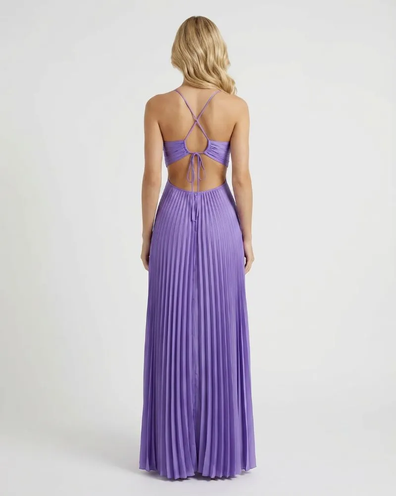 Aurora Pleated Cutout Maxi Dress - Purple